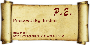 Presovszky Endre névjegykártya
